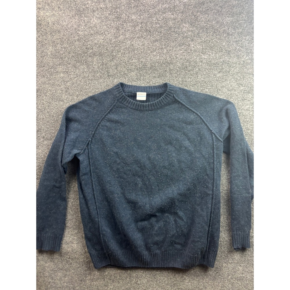 Columbia Crewneck Sweater Mens Large Blue Cotton Wool Blend Raglan AM2909